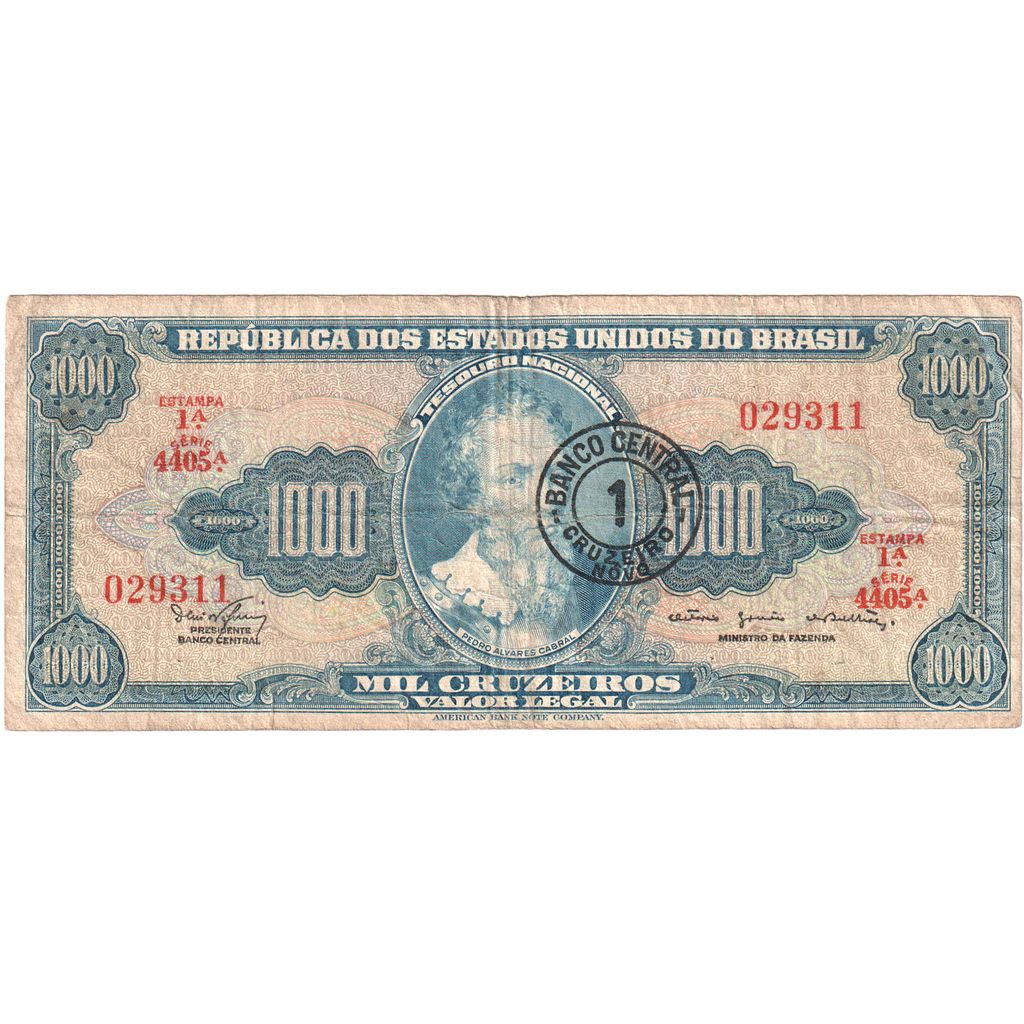 Brasil, 
  
  1 Cruzeiro Novo por 1000 Cruzeiros, 
  
  FV(20-25)