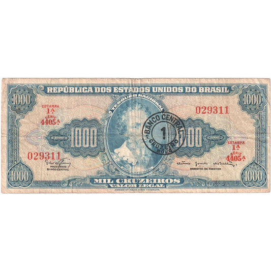 Brasil, 
  
  1 Cruzeiro Novo por 1000 Cruzeiros, 
  
  FV(20-25)