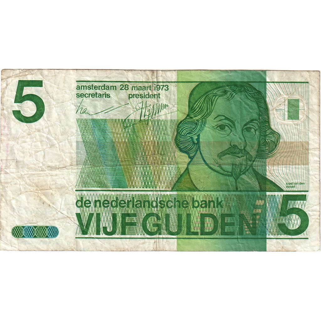 Países Bajos, 
  
  5 florines, 
  
  1973-03-28