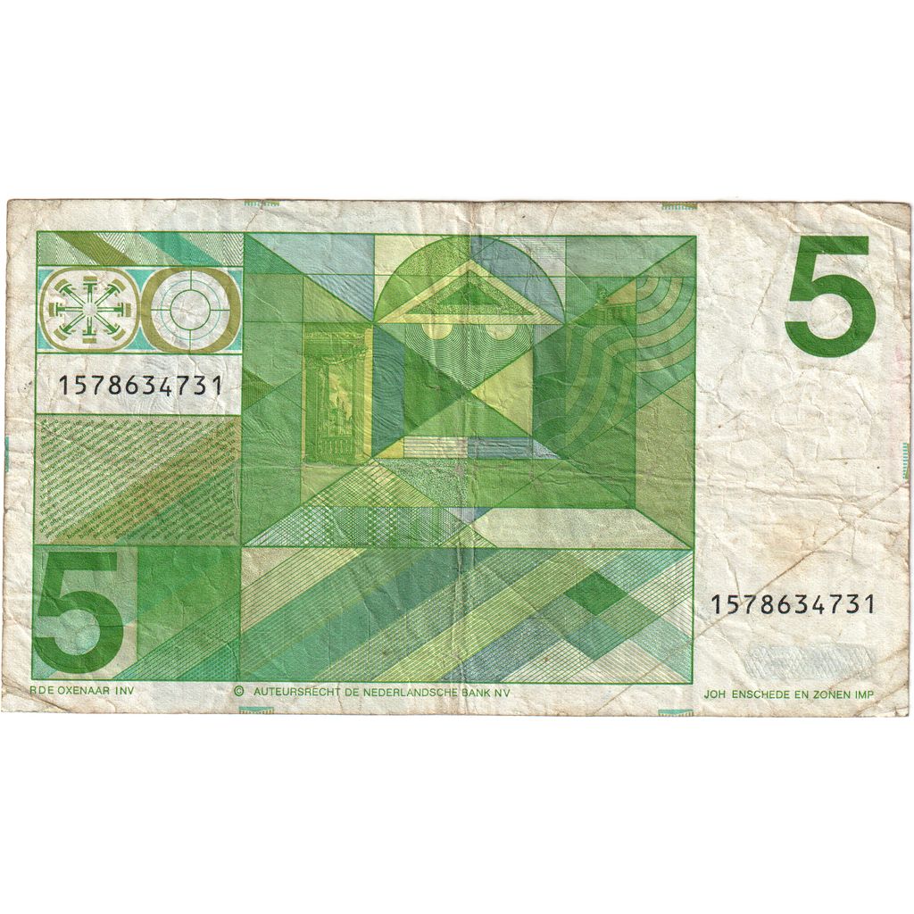 Países Bajos, 
  
  5 florines, 
  
  1973-03-28