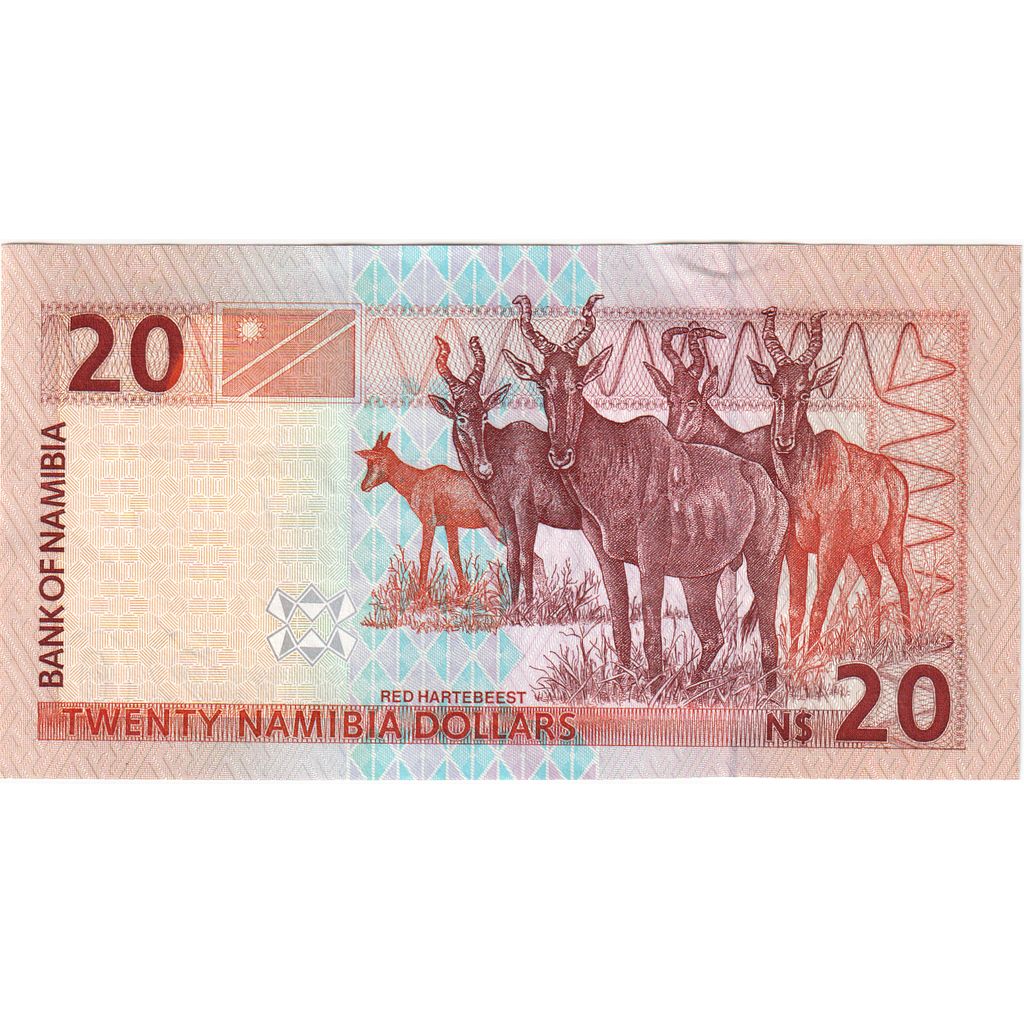 Namibia, 

20 dólares namibios, 

SIN CERTIFICACIÓN (65-70)