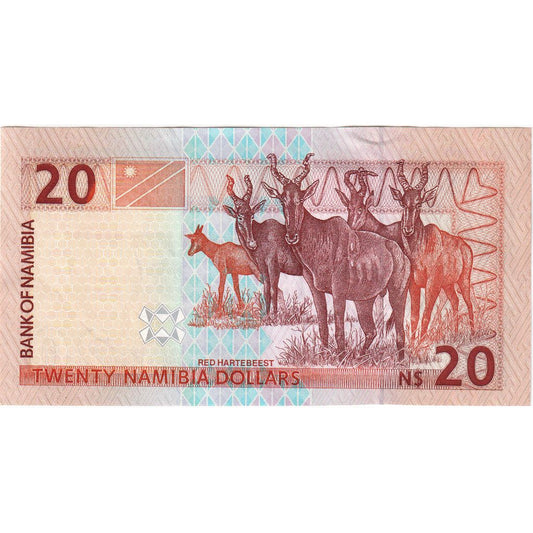 Namibia, 

20 dólares namibios, 

SIN CERTIFICACIÓN (65-70)