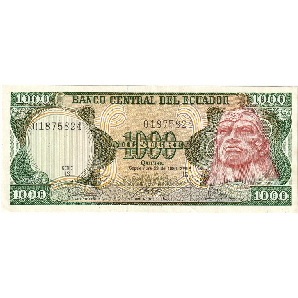 Ecuador, 
  
  1000 sucres, 
  
  1986-09-29