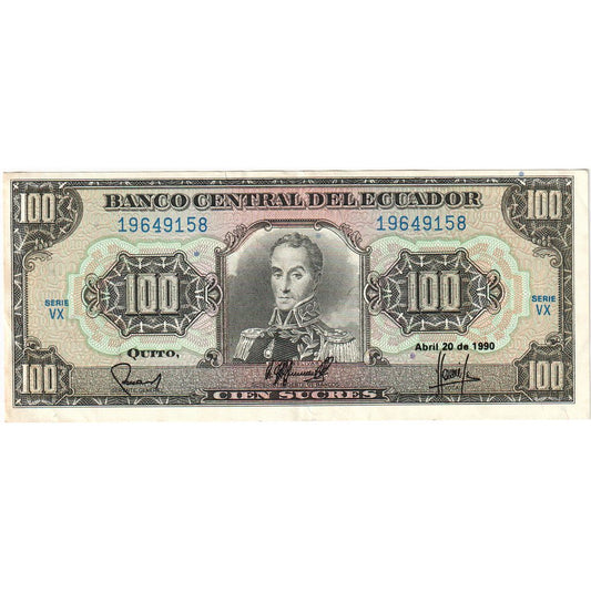 Ecuador, 
  
  100 sucres, 
  
  1990-04-20