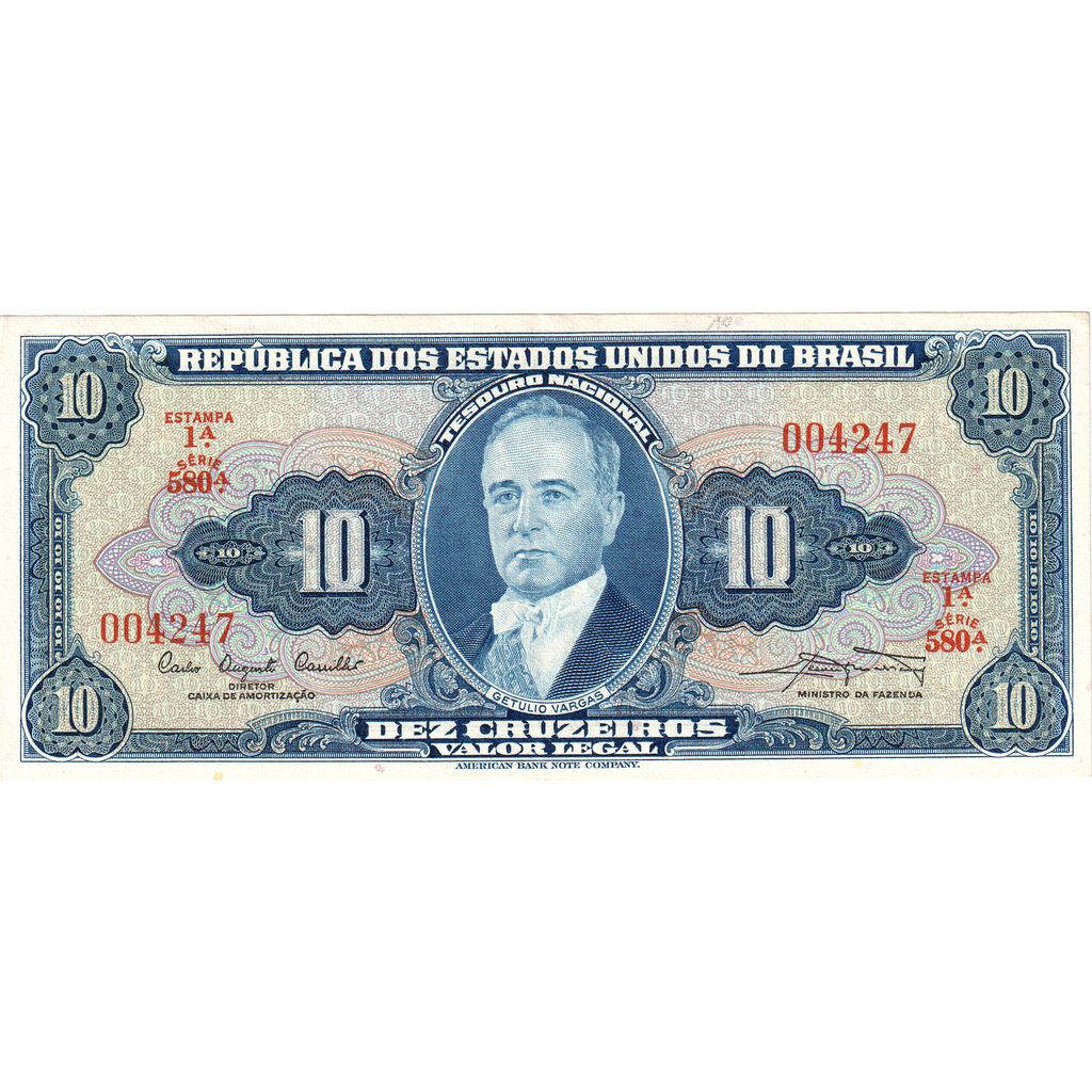 Brasil, 
  
  10 cruzeiros, 
  
  UNC(63)