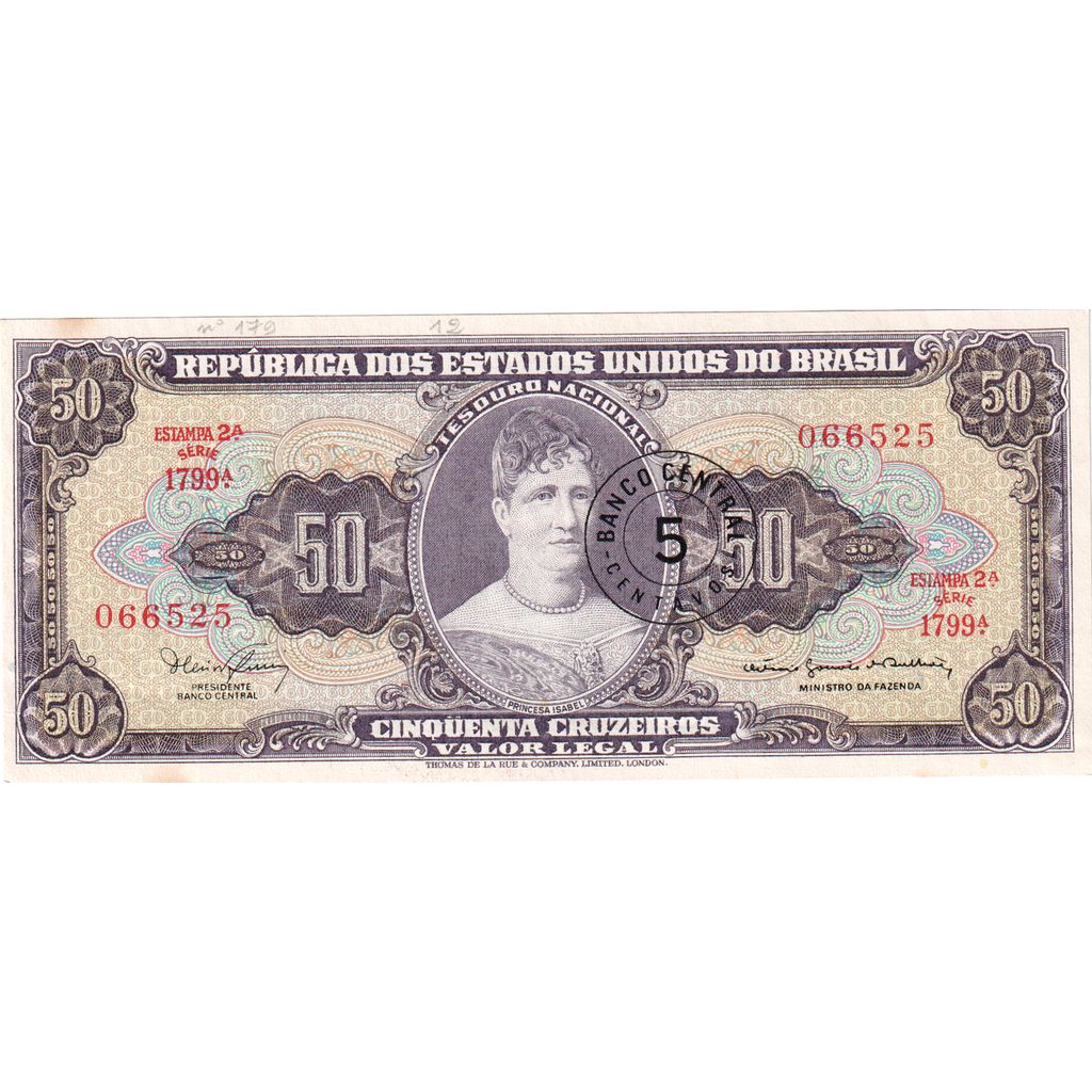 Brasil, 
  
  5 Centavos por 50 Cruzeiros, 
  
  UNC(65-70)