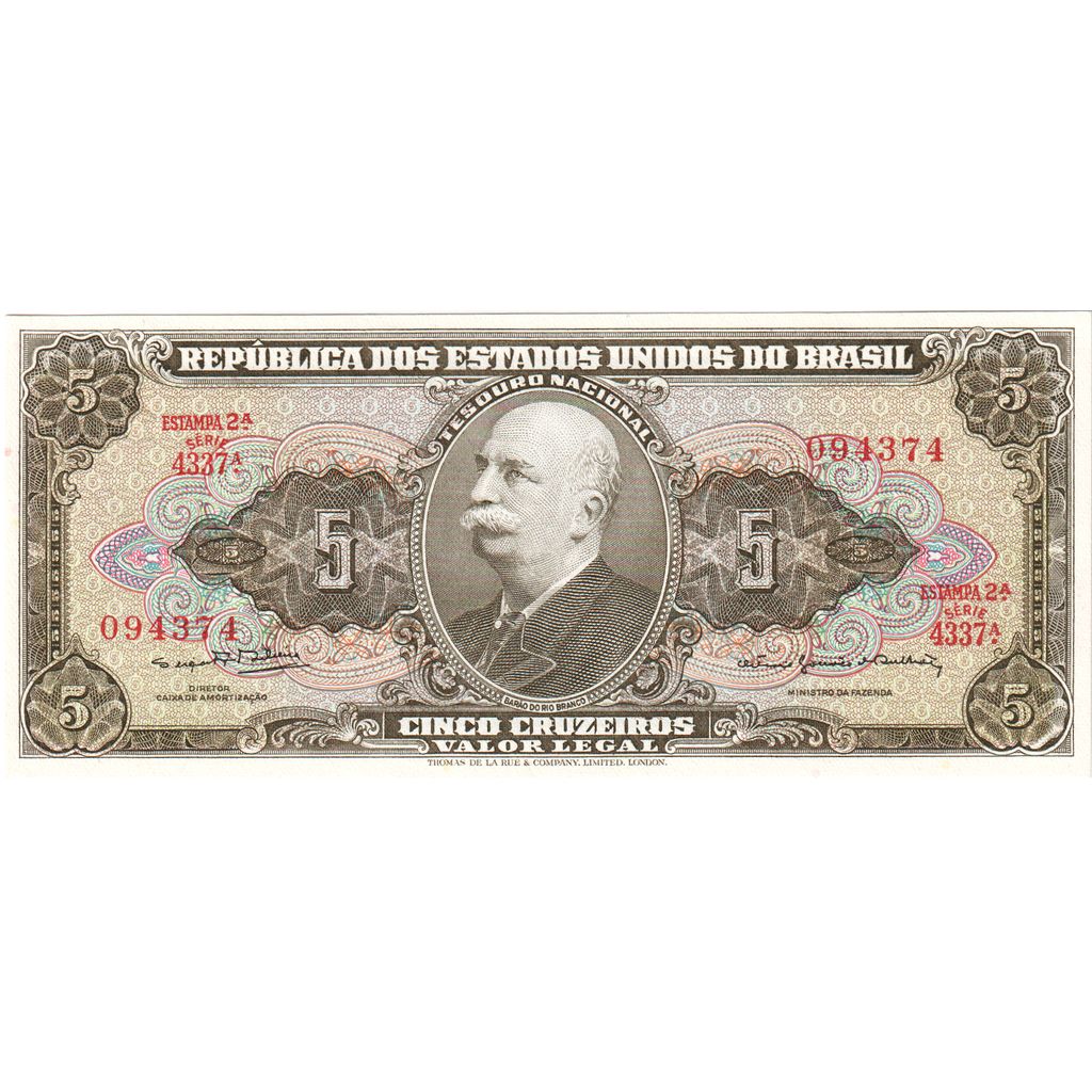 Brasil, 
  
  5 Cruzeiros, 
  
  UNC(65-70)