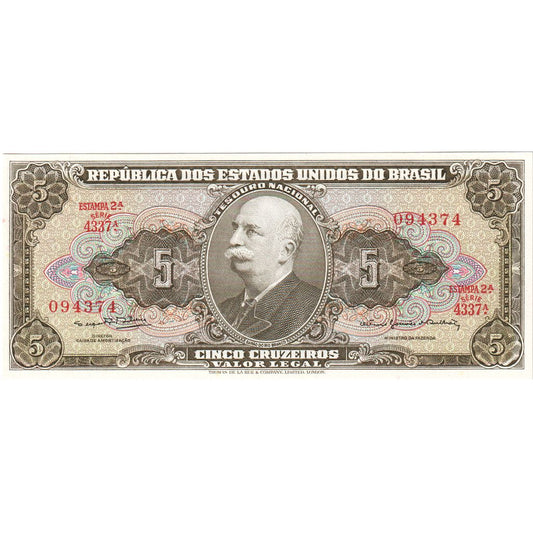 Brasil, 
  
  5 Cruzeiros, 
  
  UNC(65-70)