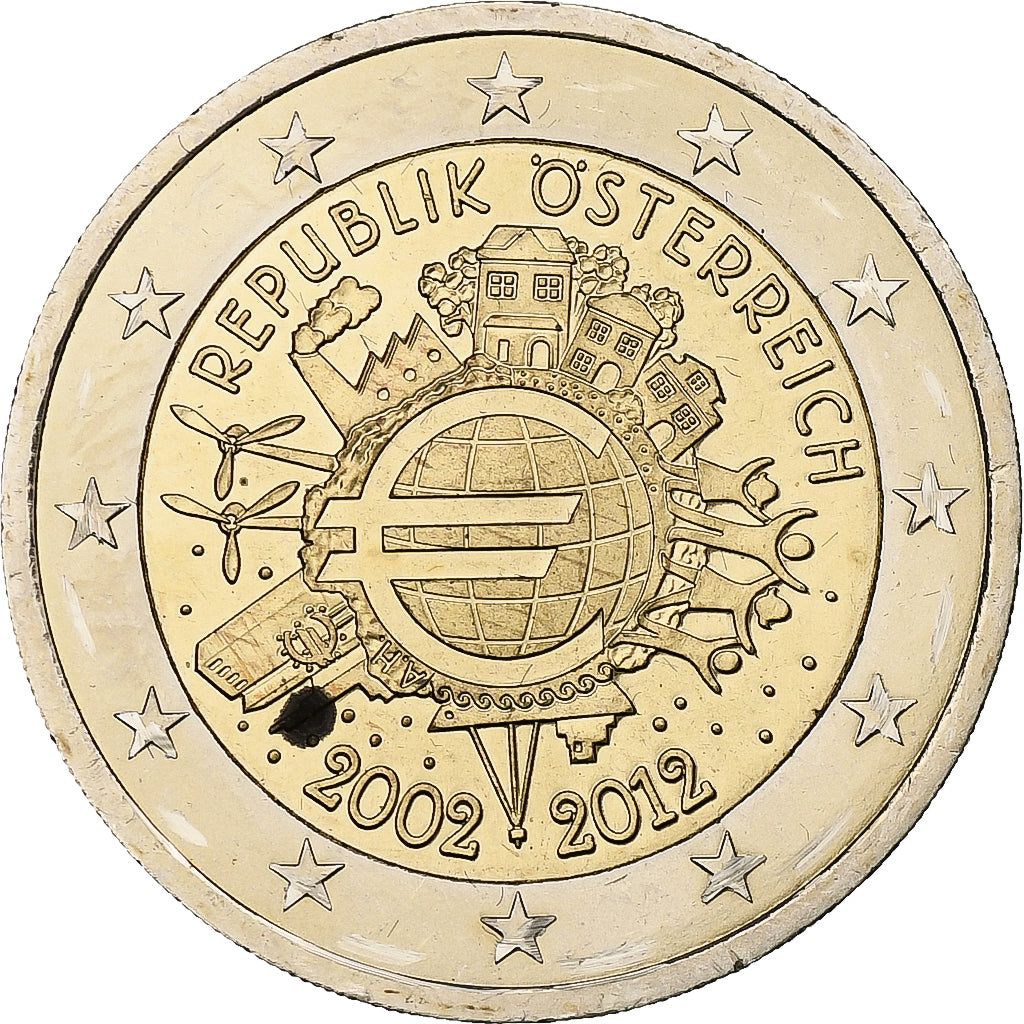 Austria, 
  
  2 euros, 
  
  Introducción del euro