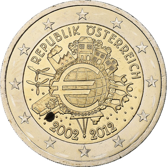 Austria, 
  
  2 euros, 
  
  Introducción del euro