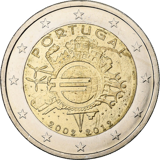 Portugal, 
  
  2 euros, 
  
  Introducción del euro