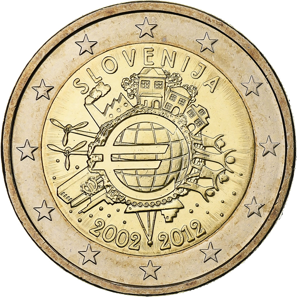 Eslovenia, 
  
  2 euros, 
  
  Introducción del euro