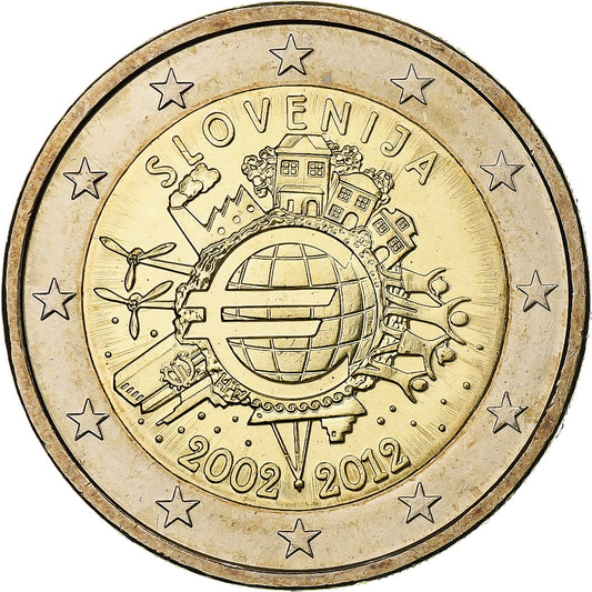 Eslovenia, 
  
  2 euros, 
  
  Introducción del euro