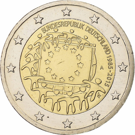 Alemania, 
  
  2 euros, 
  
  30 años del drapeau de la UE
