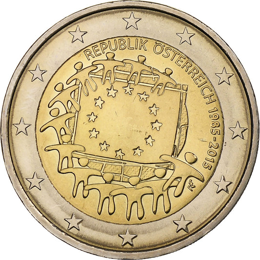 Austria, 
  
  2 euros, 
  
  30 años del drapeau de la UE