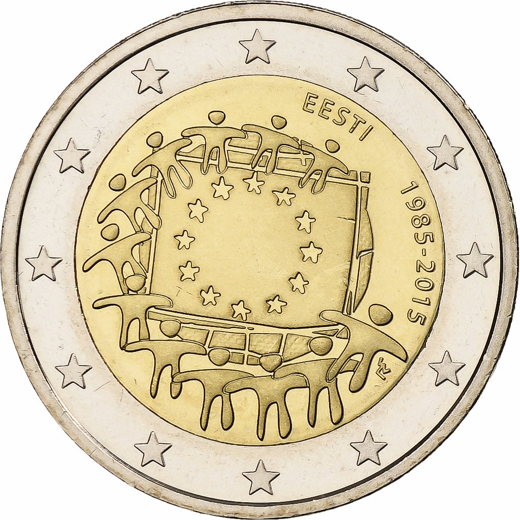 Estonia, 
  
  2 euros, 
  
  30 años del drapeau de la UE