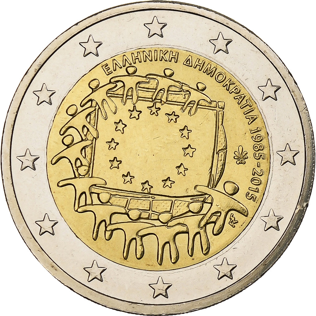 Grecia, 
  
  2 euros, 
  
  30 años del drapeau de la UE