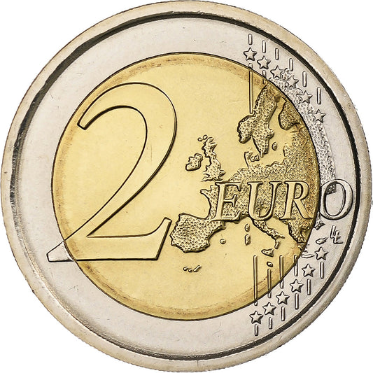 Italia, 
  
  2 euros, 
  
  30 años del drapeau de la UE