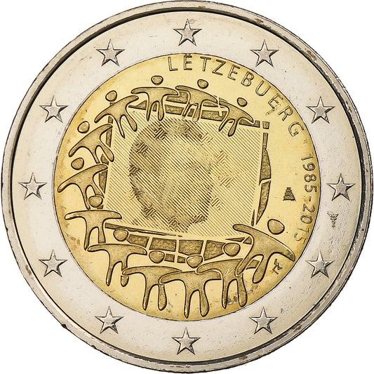 Luxemburgo, 
  
  2 euros, 
  
  30 años del drapeau de la UE