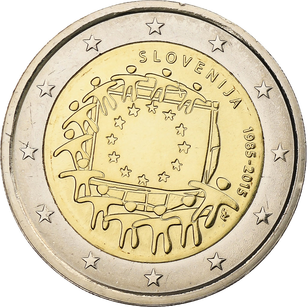 Eslovenia, 
  
  2 euros, 
  
  30 años del drapeau de la UE