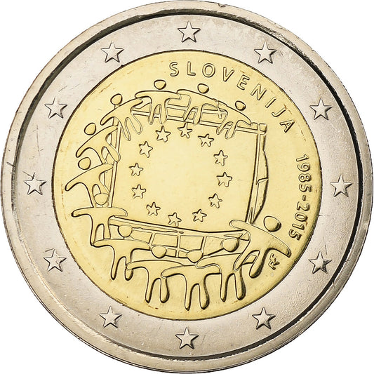 Eslovenia, 
  
  2 euros, 
  
  30 años del drapeau de la UE