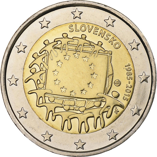 Eslovaquia, 
  
  2 euros, 
  
  30 años del drapeau de la UE