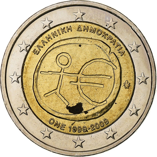 Grecia, 
  
  2 euros, 
  
  Unión Económica y Monetaria