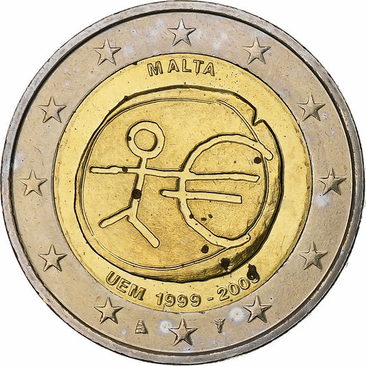 Malta, 
  
  2 euros, 
  
  Unión Económica y Monetaria