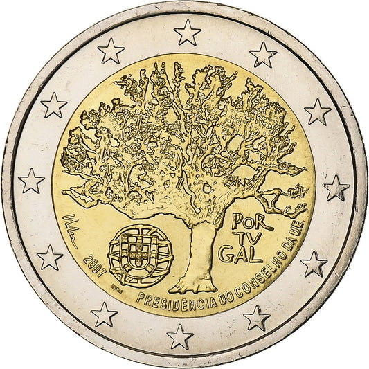 Portugal, 
  
  2 euros, 
  
  presidencia de la UE