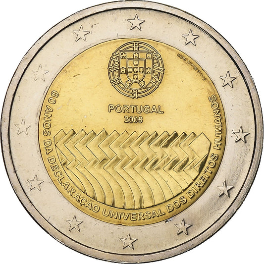 Portugal, 
  
  2 euros, 
  
  60 años de la declaración universal de los derechos del hombre