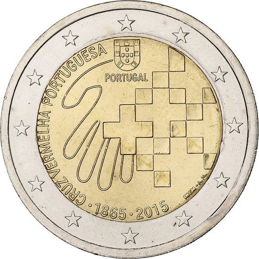 Portugal, 
  
  2 euros, 
  
  150 años de la Cruz Roja