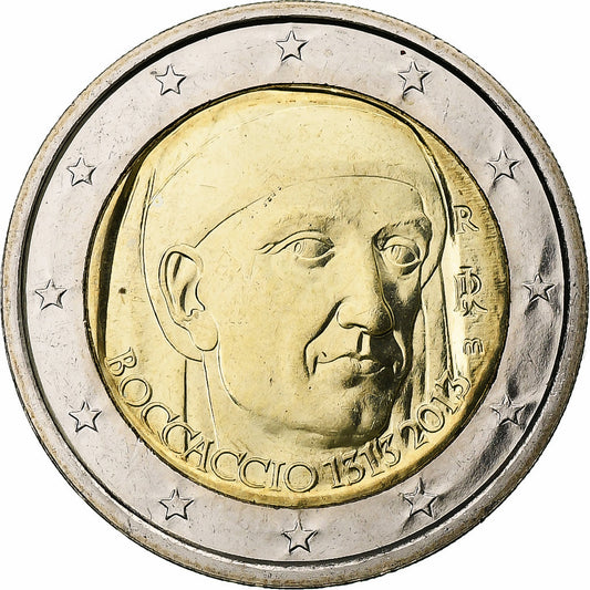 Italia, 
  
  2 euros, 
  
  Giovanni Bocaccio