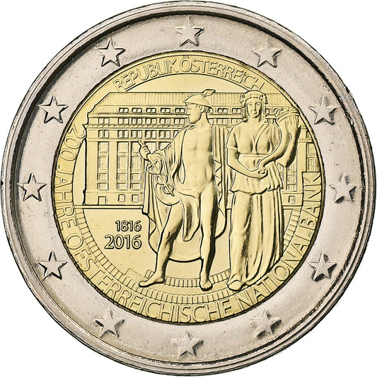 Austria, 

2 euros, 

200.º aniversario - Banco Nacional