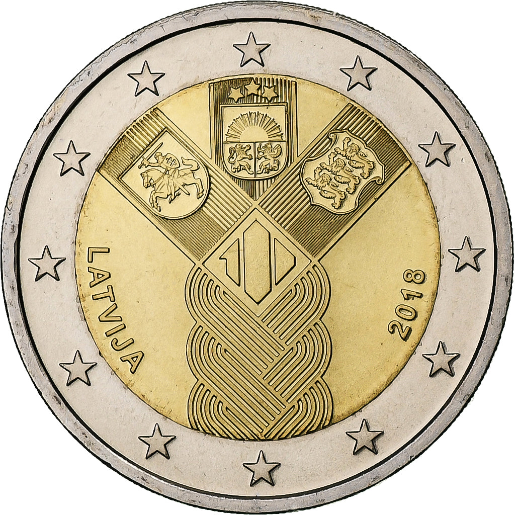 Letonia, 

2 euros, 

Estados Bálticos Independientes