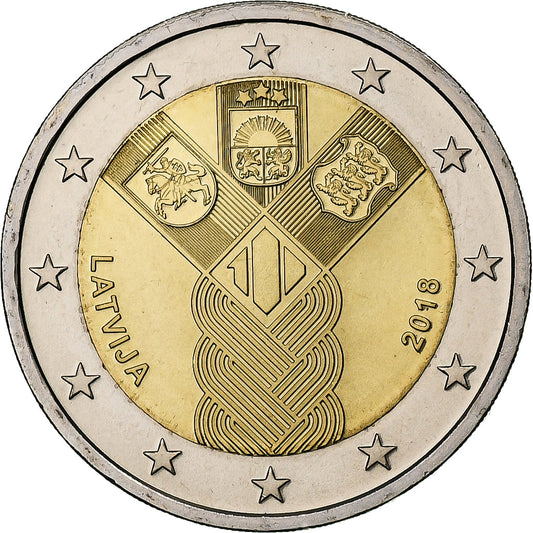 Letonia, 

2 euros, 

Estados Bálticos Independientes