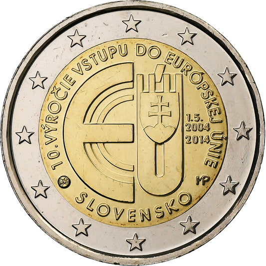 Eslovaquia, 

2 euros, 

10.º aniversario de su adhesión a la Unión Europea