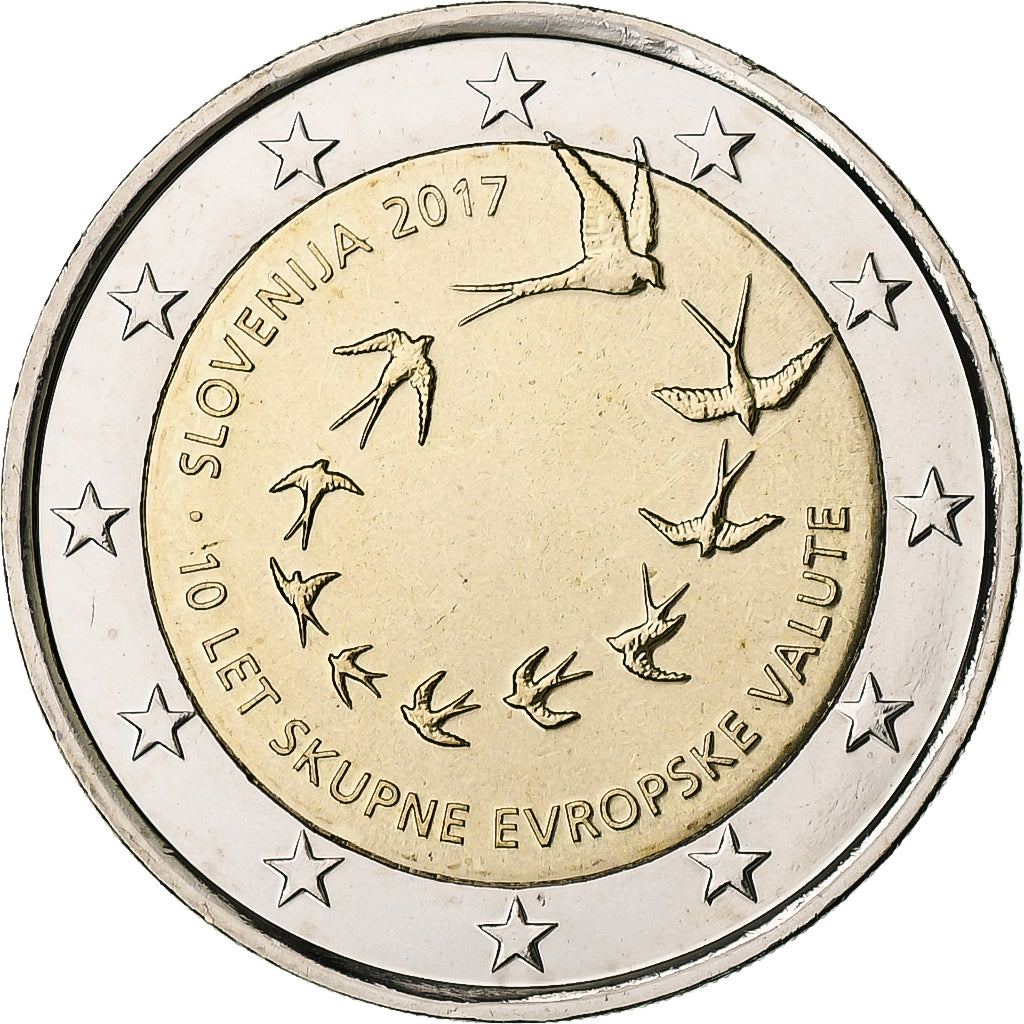 Eslovenia, 
  
  2 euros, 
  
  10º aniversario del euro