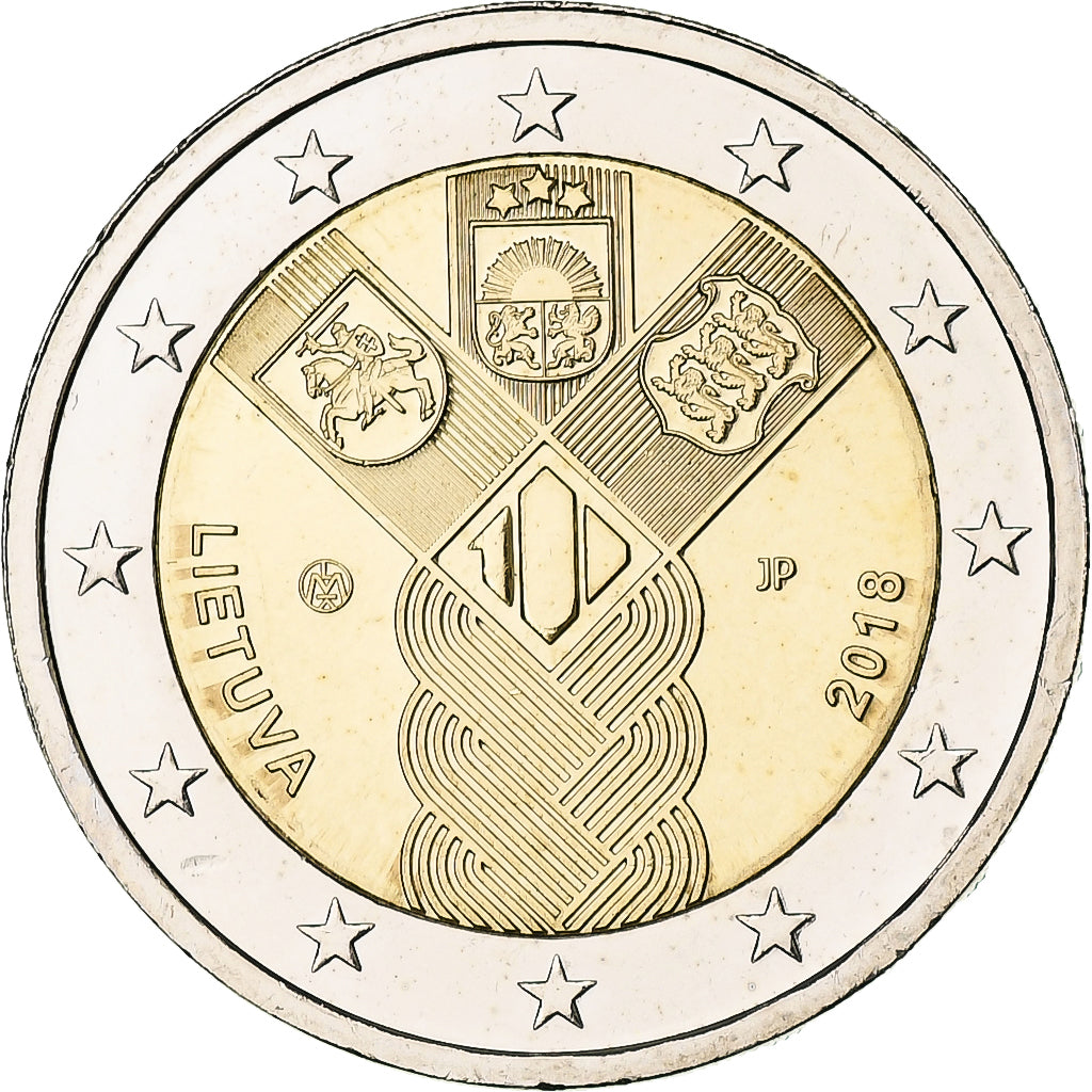 Lituania, 

2 euros, 

Estados Bálticos Independientes