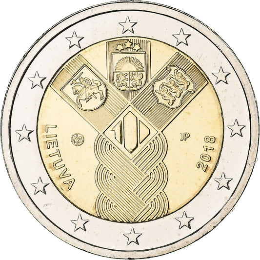 Lituania, 

2 euros, 

Estados Bálticos Independientes