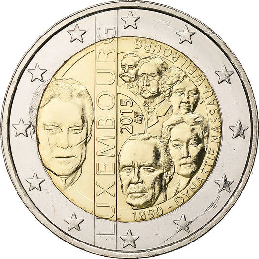 Luxemburgo, 
  
  2 euros, 
  
  Casa de Nassau-Weilburg