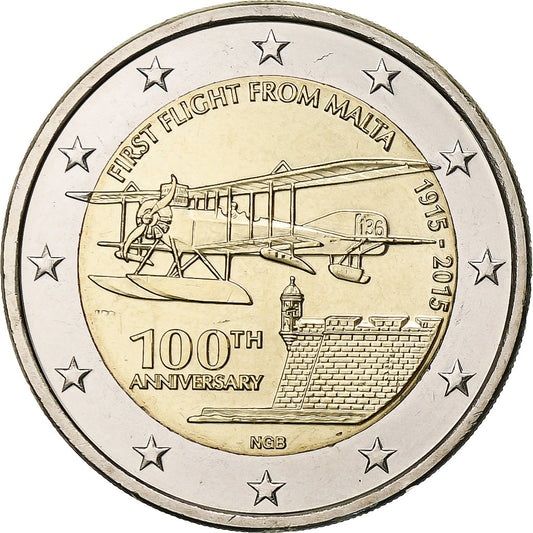 Malta, 

2 euros, 

Colección Primer Vuelo