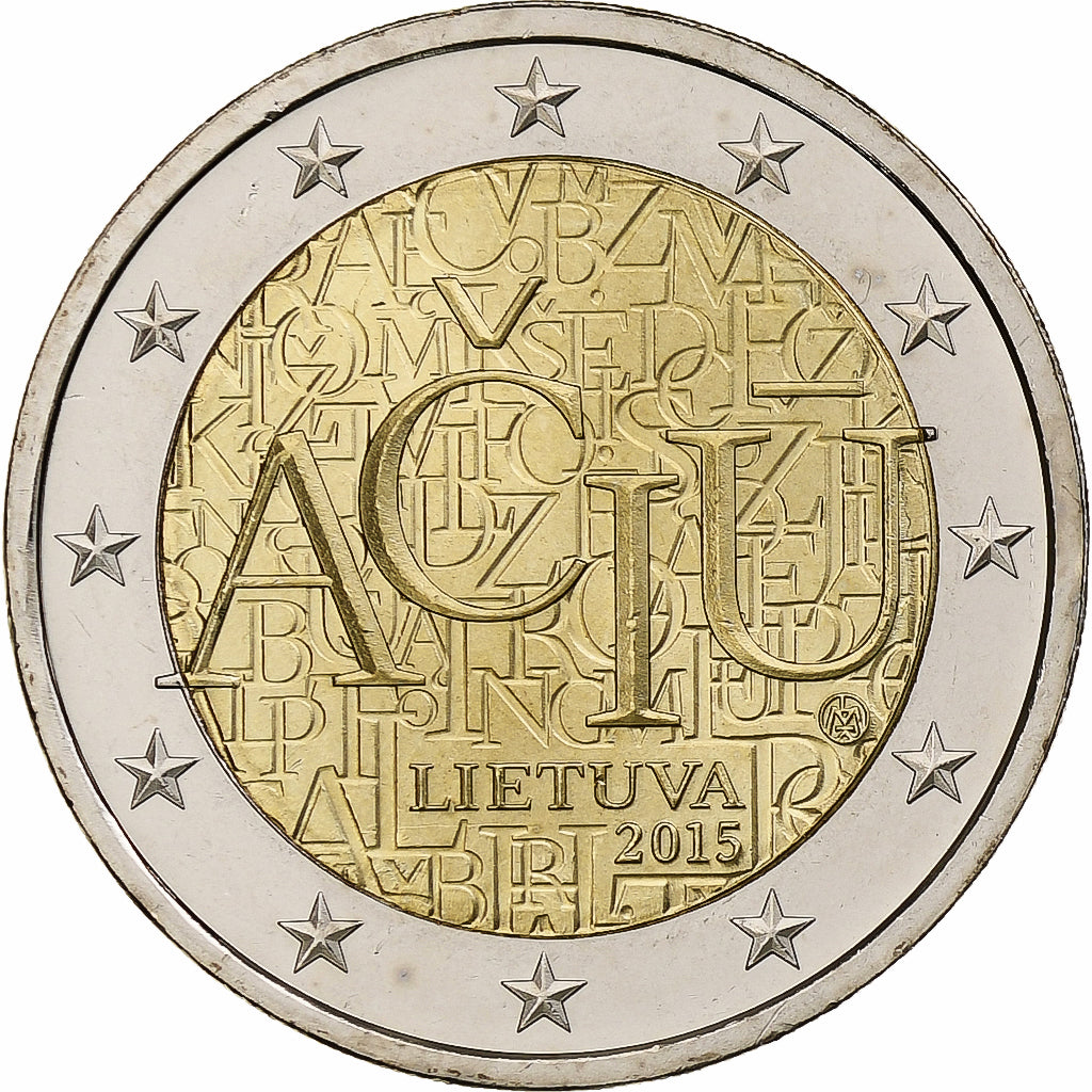 Lituania, 

2 euros, 

Idioma lituano