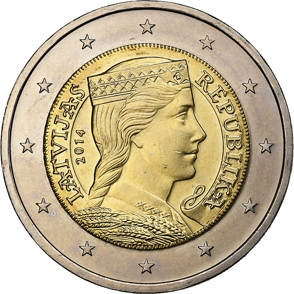 Letonia, 

2 euros, 

2014