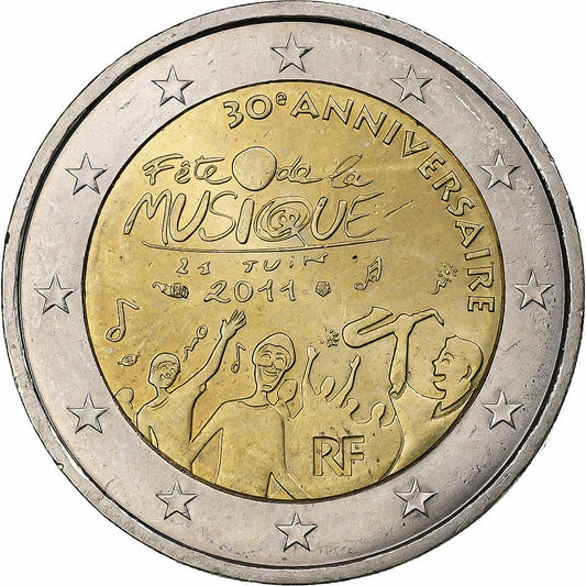 Francia, 
  
  2 euros, 
  
  fiesta de la música