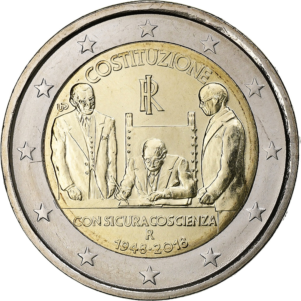 Italia, 

2 euros, 

Constitución de la República Italiana