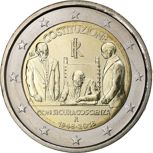 Italia, 

2 euros, 

Constitución de la República Italiana