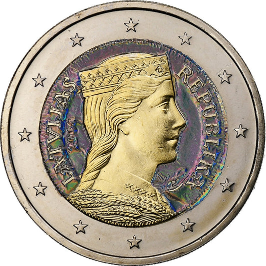 Letonia, 

2 euros, 

Iridiscente