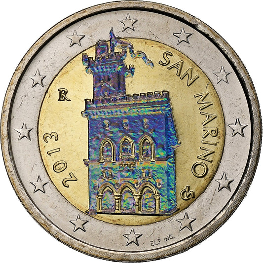San Marino, 

2 euros, 

Iridiscente