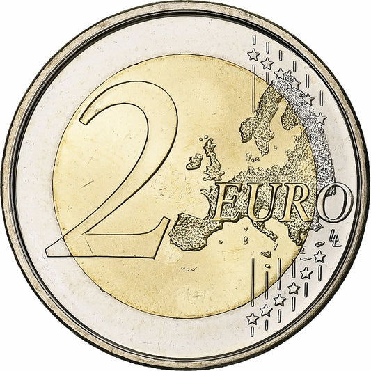 España, 

2 euros, 

10 años de euros en efectivo