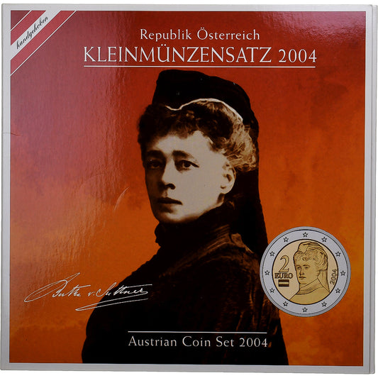 Austria, 
  
  Conjunto 1 ct. - 2 euros, 
  
  Bertha von Suttner